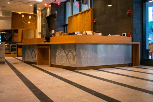 Reception counter branding, Made To Last Visual