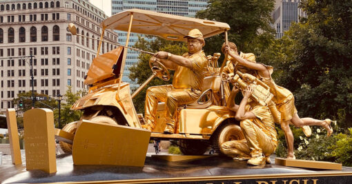 Gold golf cart statue, Made To Last Visual